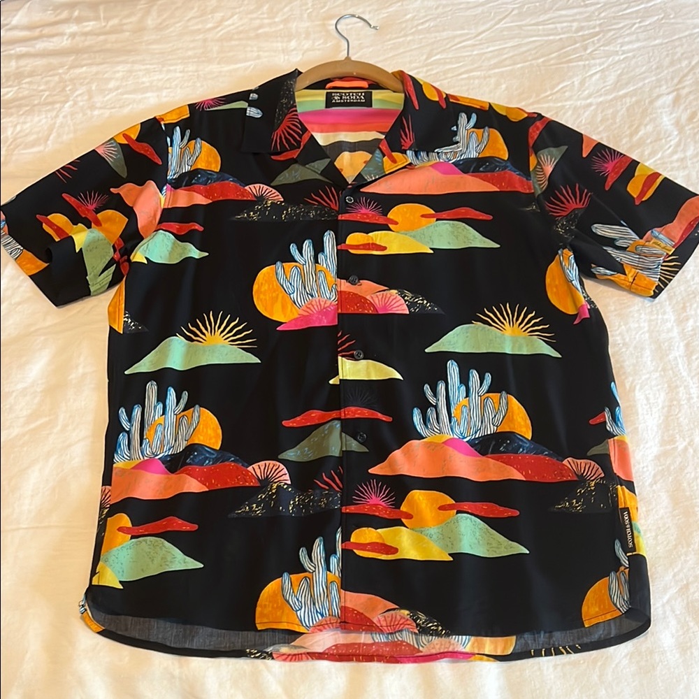 Scotch & Soda Black and Orange Casual Button Down Shirt